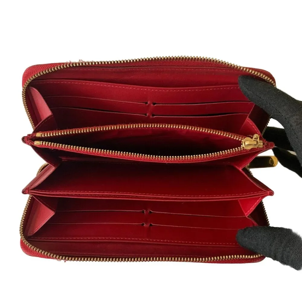 Louis vuitton red striped zippy Vernis wallet ca4131 authentic w/ COA